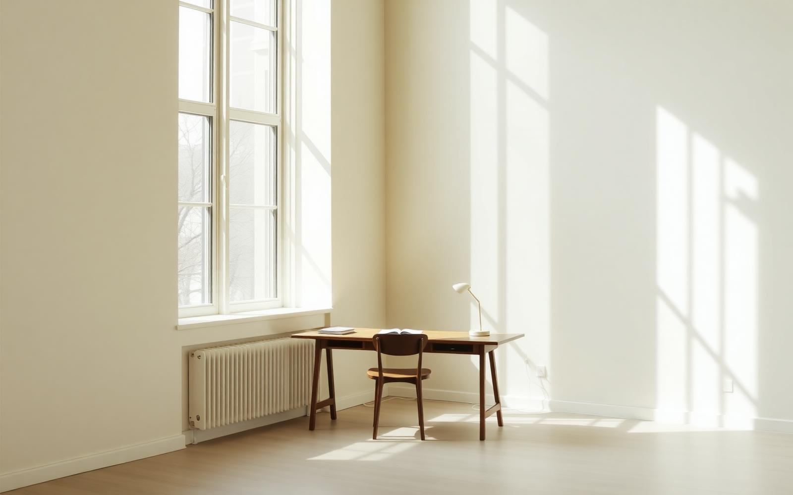 Quiet workspace with morning light